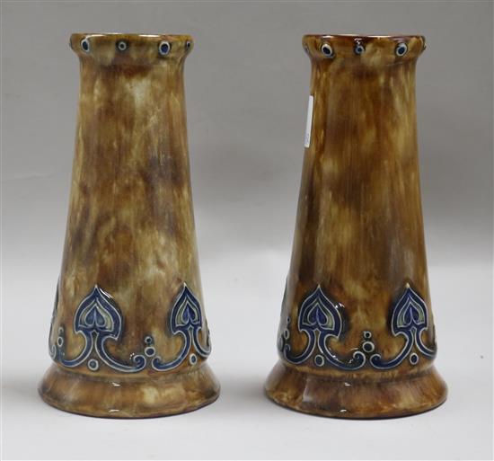 A pair of Royal Doulton Art Nouveau vases height 18cm